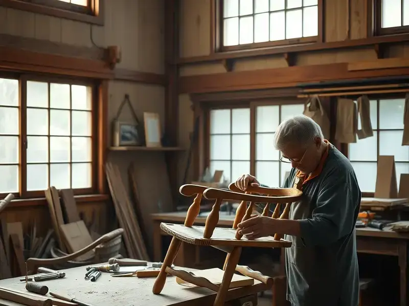 木工修復の様子